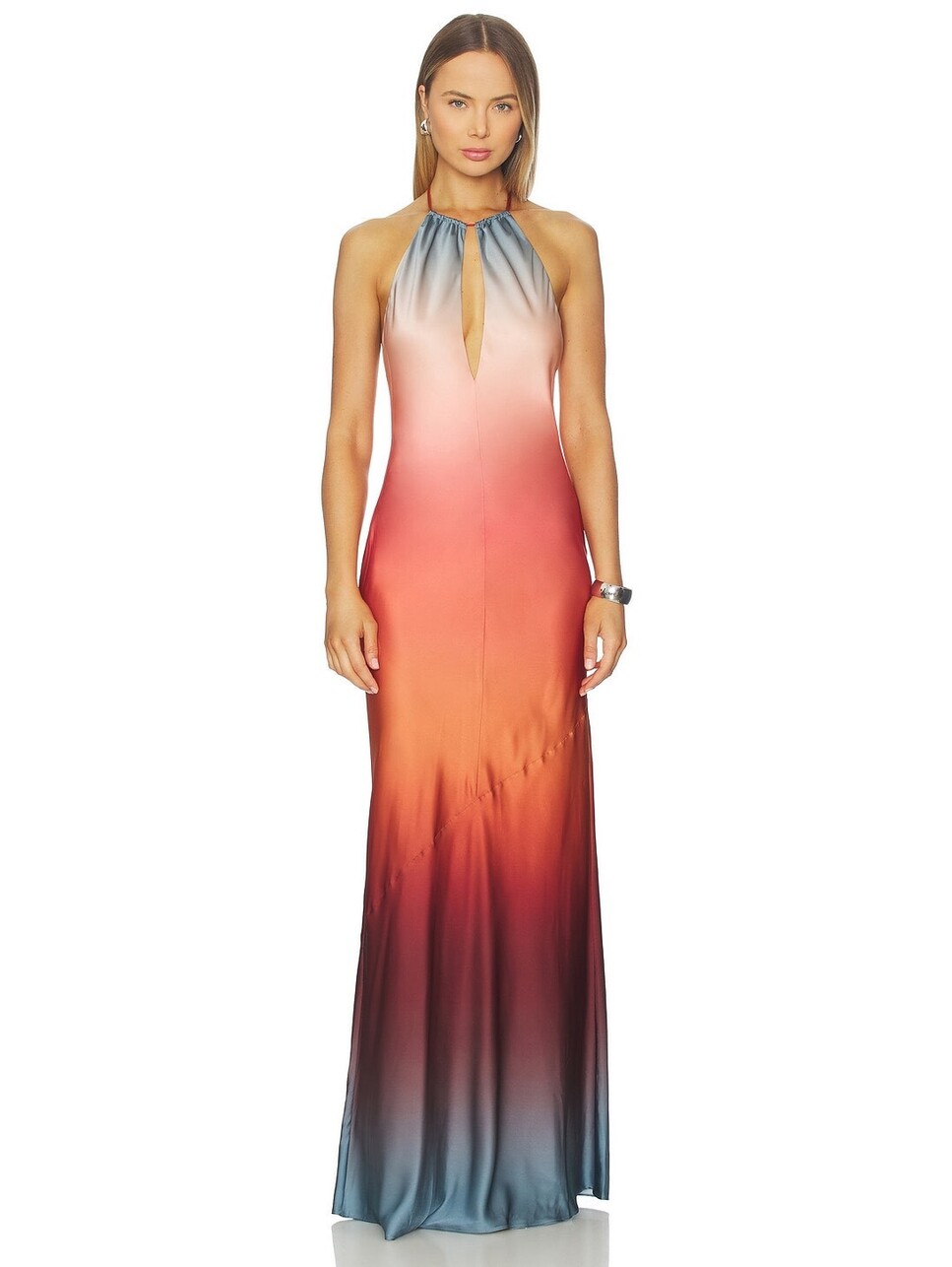 Lovers & Friends Marie Gown In Orange Blue Ombre